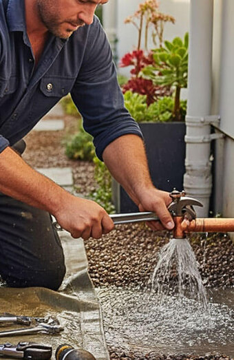 Plumber Fixing Leaking Pipe
